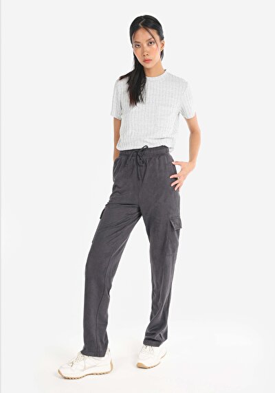 Afficher les détails de Pantalon De Survêtement Anthracite Regular Fit Femme