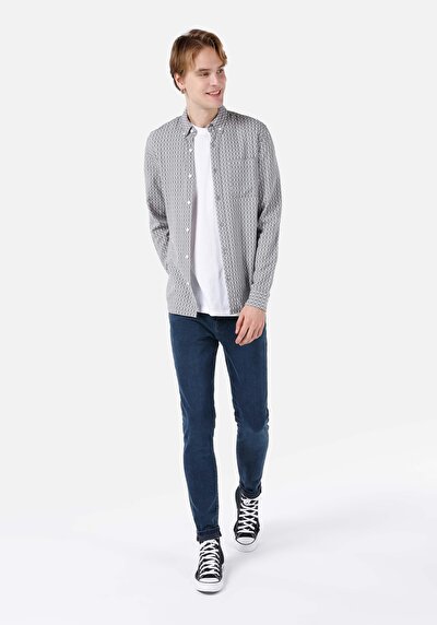 Image de Chemise À Manches Longues Gris Slim Fit Homme