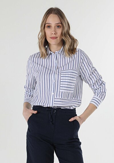 Image de Chemise À Manches Longues Bleu Regular Fit   Femme