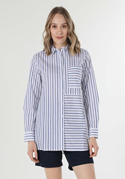 Image de Chemise À Manches Longues Bleu Regular Fit   Femme