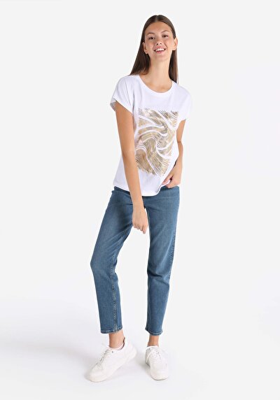Image de T-shirt À Manches Courtes Blanc Regular Fit Femme