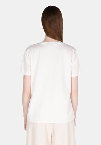 Image de T-shirt À Manches Courtes Blanc Regular Fit Imprimé Femme