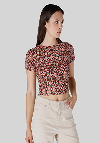 Image de T-shirt À Manches Courtes Multicolou Slim Fit Femme