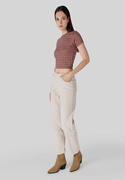 Image de T-shirt À Manches Courtes Multicolou Slim Fit Femme
