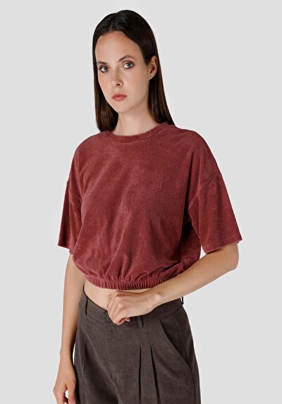 Image de T-shirt À Manches Courtes Rouge Regular Fit Femme