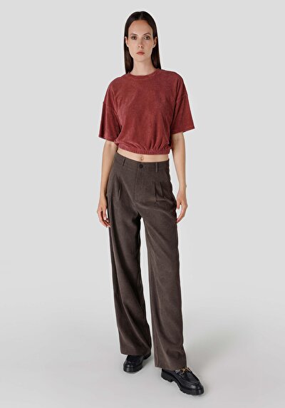 Image de T-shirt À Manches Courtes Rouge Regular Fit Femme