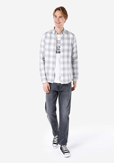 Image de Chemise À Manches Longues Gris Slim Fit   Homme