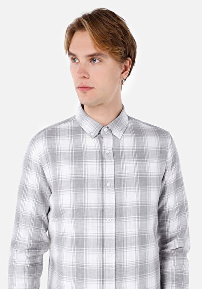 Image de Chemise À Manches Longues Gris Slim Fit Homme