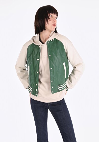 Afficher les détails de Veste Pu Vert   Regular Fit Femme
