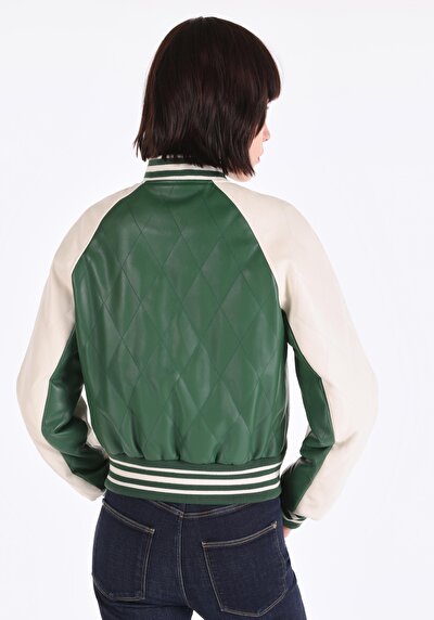 Image de Veste Pu Vert Regular Fit Femme