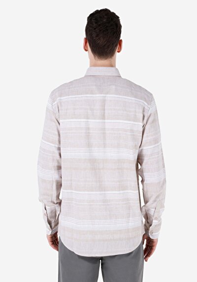 Image de Chemise À Manches Longues Beige Regular Fit Homme