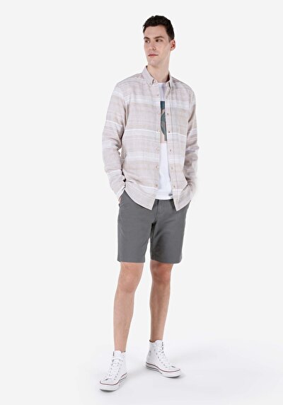 Image de Chemise À Manches Longues Beige Regular Fit Homme