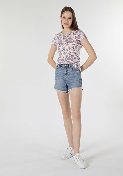 Image de T-shirt À Manches Courtes Multicolou Slim Fit Femme