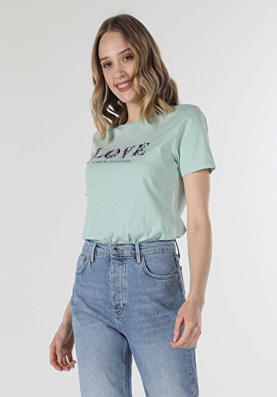 Image de T-shirt À Manches Courtes Vert Regular Fit  Femme