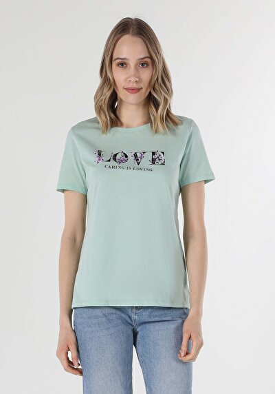 Image de T-shirt À Manches Courtes Vert Regular Fit  Femme