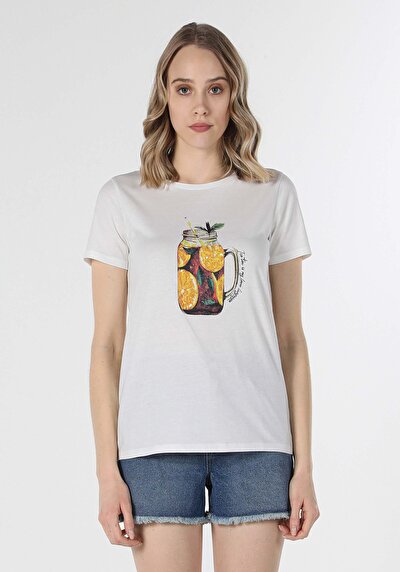 Image de T-shirt À Manches Courtes Blanc Regular Fit  Femme