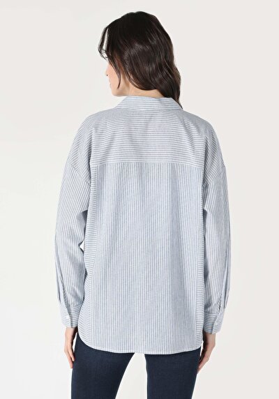Image de Chemise À Manches Longues Bleu Relaxed Fit   Femme