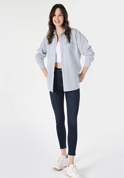 Image de Chemise À Manches Longues Bleu Relaxed Fit   Femme