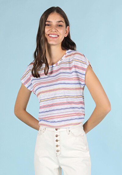Image de T-shirt À Manches Courtes Multicolou Regular Fit Femme