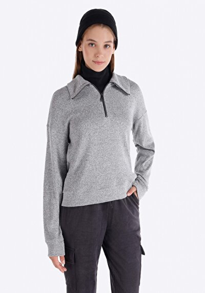 Image de T-shirt À Manches Longues Gris Regular Fit Femme