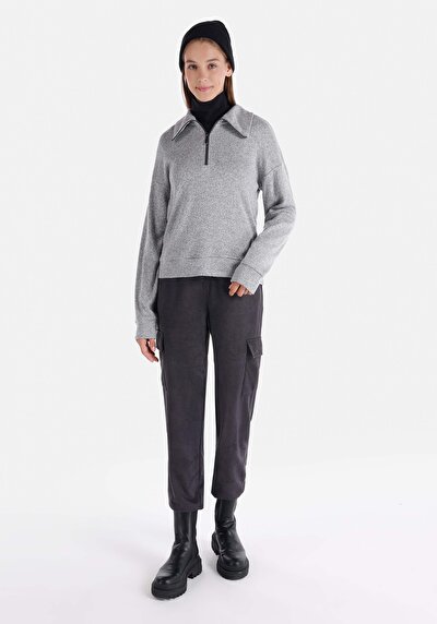 Image de T-shirt À Manches Longues Gris Regular Fit  Femme