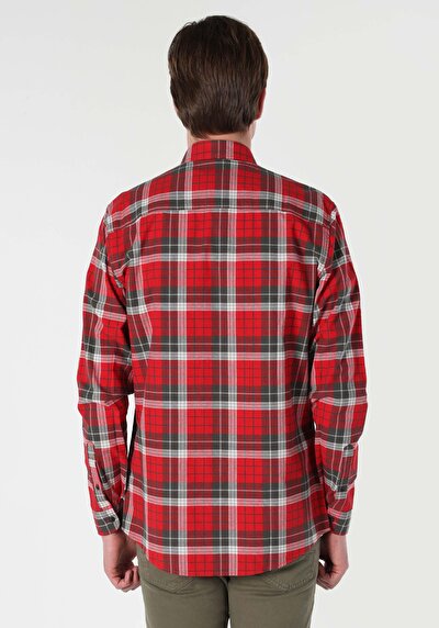 Image de Chemise À Manches Longues Rouge Regular Fit Homme