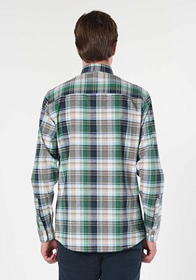 Image de Chemise À Manches Longues Vert Regular Fit Homme