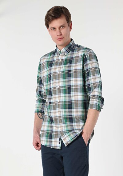Image de Chemise À Manches Longues Vert Regular Fit Homme