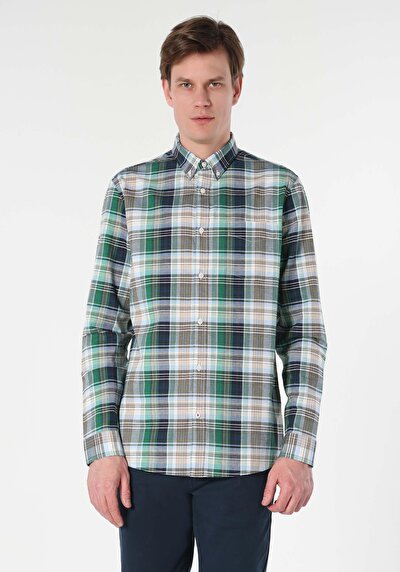 Image de Chemise À Manches Longues Vert Regular Fit   Homme