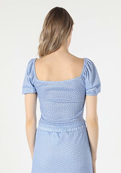 Image de T-shirt À Manches Courtes Bleu Slim Fit Femme