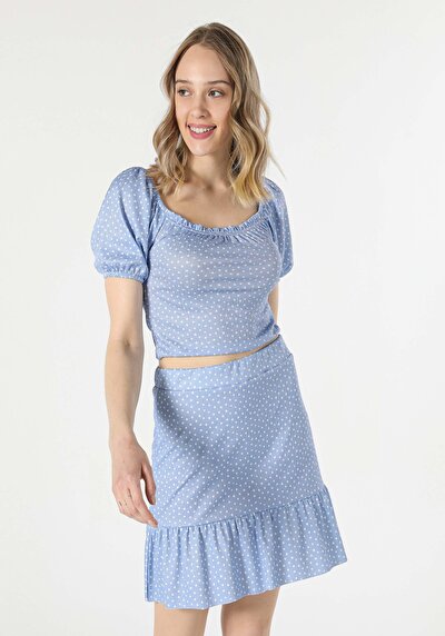Image de T-shirt À Manches Courtes Bleu Slim Fit Femme