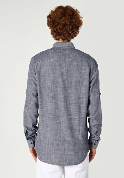 Image de Chemise À Manches Longues Marine Regular Fit Homme