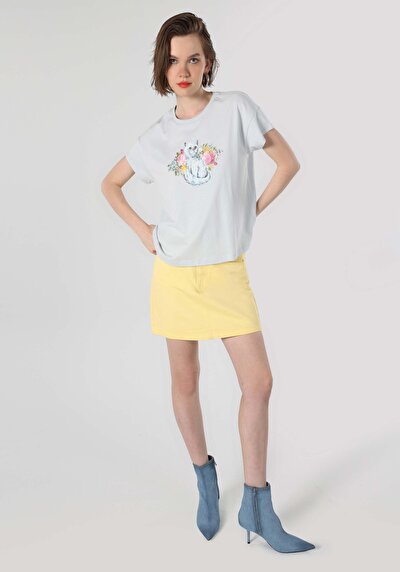 Image de T-shirt À Manches Courtes Bleu Regular Fit Femme