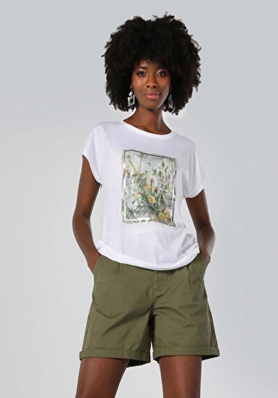 Image de T-shirt À Manches Courtes Blanc Regular Fit Femme
