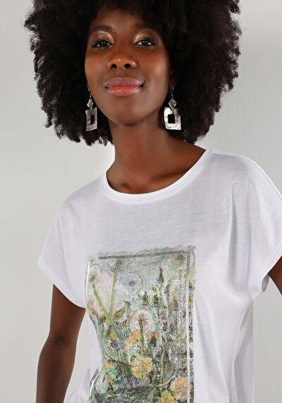 Image de T-shirt À Manches Courtes Blanc Regular Fit  Femme