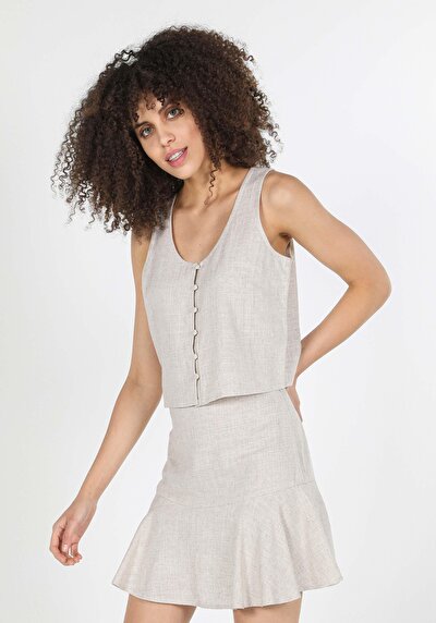 Image de Chemise À Manches Courtes Beige  Slim Fit Femme