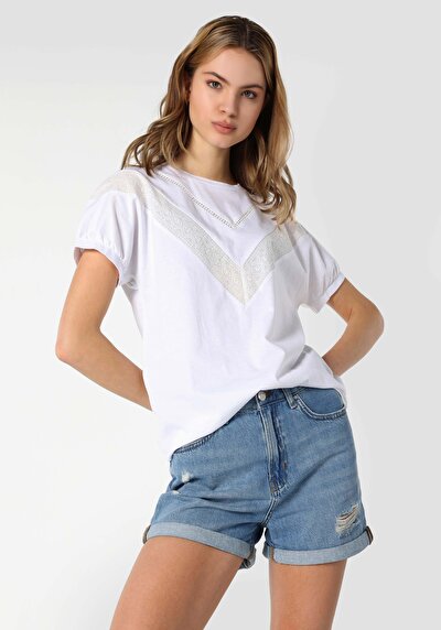 Image de T-shirt À Manches Courtes Blanc Regular Fit Femme
