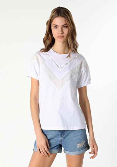 Image de T-shirt À Manches Courtes Blanc Regular Fit  Femme
