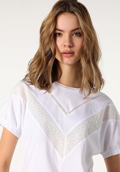 Image de T-shirt À Manches Courtes Blanc Regular Fit  Femme