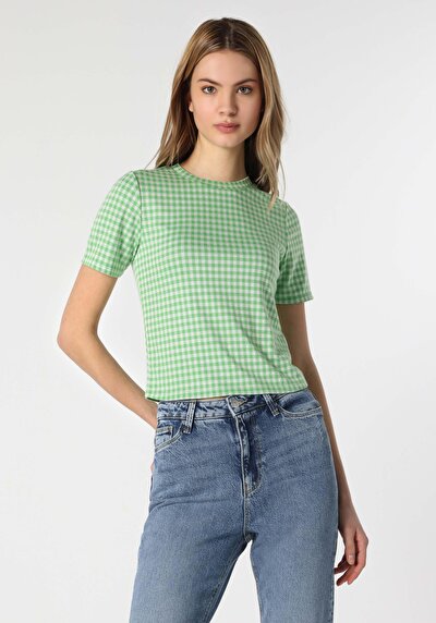 Image de T-shirt À Manches Courtes Vert Slim Fit  Femme