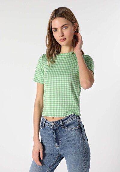 Image de T-shirt À Manches Courtes Vert Slim Fit  Femme