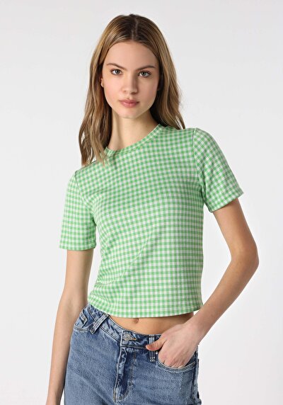 Image de T-shirt À Manches Courtes Vert Slim Fit  Femme