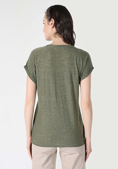 Image de T-shirt À Manches Courtes Kaki Regular Fit Femme