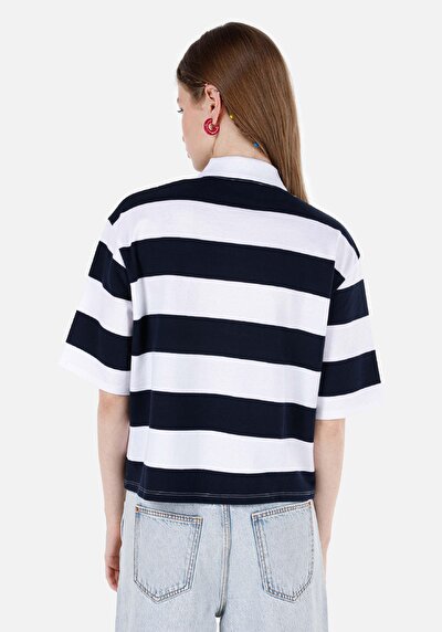 Image de T-shirt À Manches Courtes Marine Regular Fit Rayé Femme