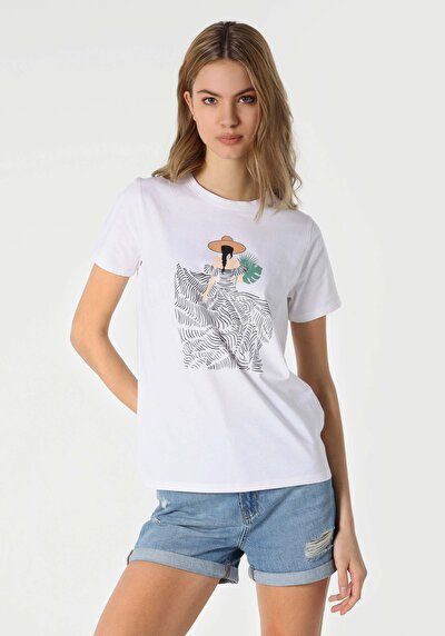 Image de T-shirt À Manches Courtes Blanc Regular Fit  Femme