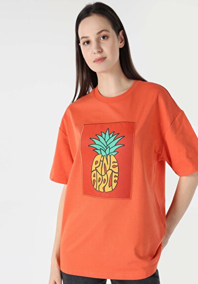 Image de T-shirt À Manches Courtes Orange Comfort Fit Femme