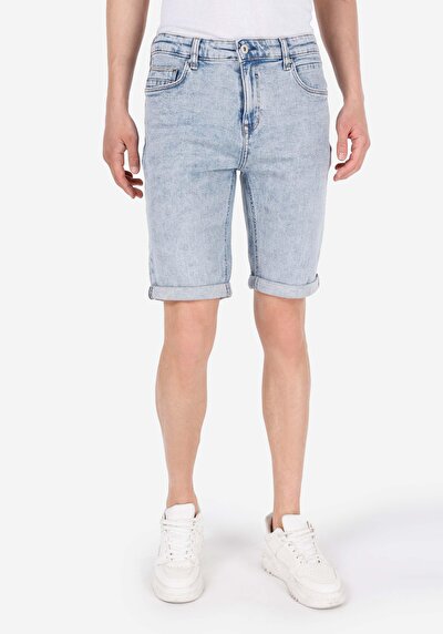 Afficher les détails de Short Bleu Clair Straight Fit Homme