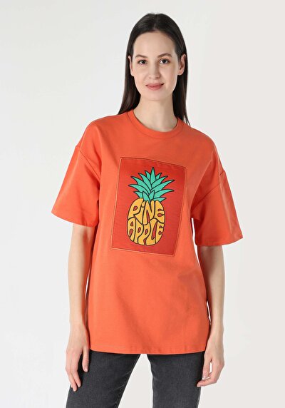 Image de T-shirt À Manches Courtes Orange Comfort Fit  Femme