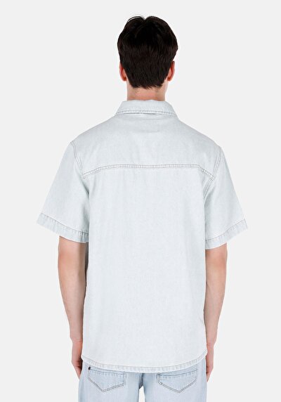 Image de Chemise À Manches Courtes Bleu Droit Regular Fit Homme