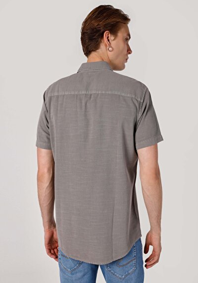 Image de Chemise À Manches Courtes Gris Droit Regular Fit Homme